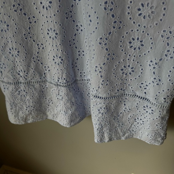 Banana Republic Eyelet Puff-Sleeve Coquette Coastal Mini Dress Powder Blue Sz 0 - Picture 5 of 7